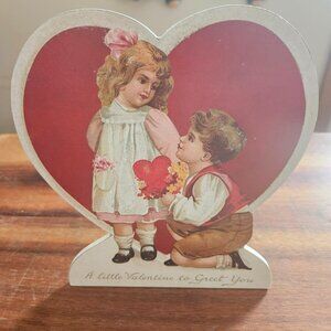 Bethany Lowe valentine stand up board girl & boy sharing a valentine